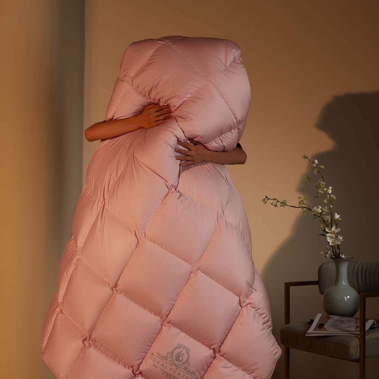 91家纺网 家纺一手货源 找家纺 织梦人羽绒工厂店2025新款羽绒被壳 莱赛尔-粉