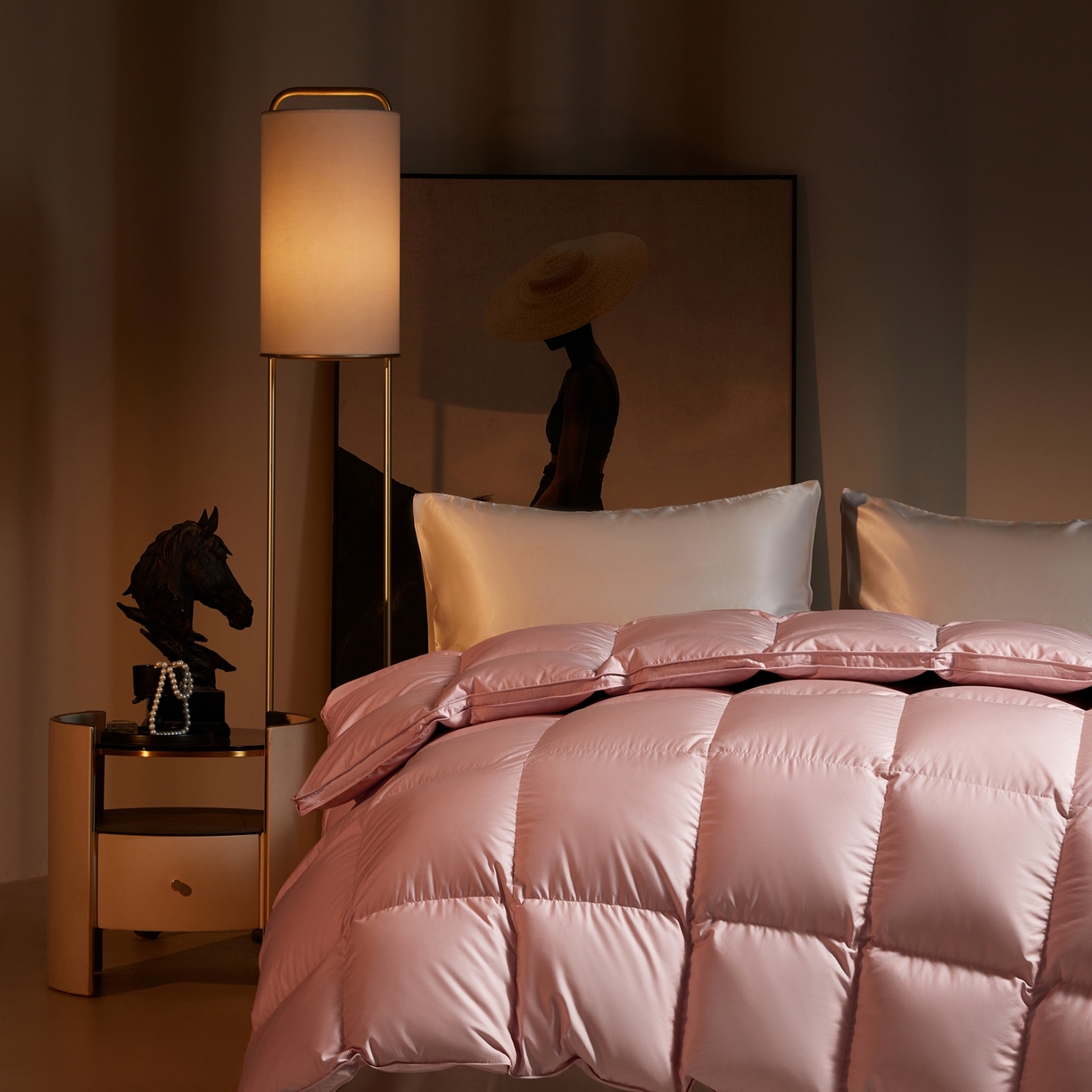 91家纺网 家纺一手货源 找家纺 织梦人羽绒工厂店2025新款羽绒被壳 莱赛尔-粉