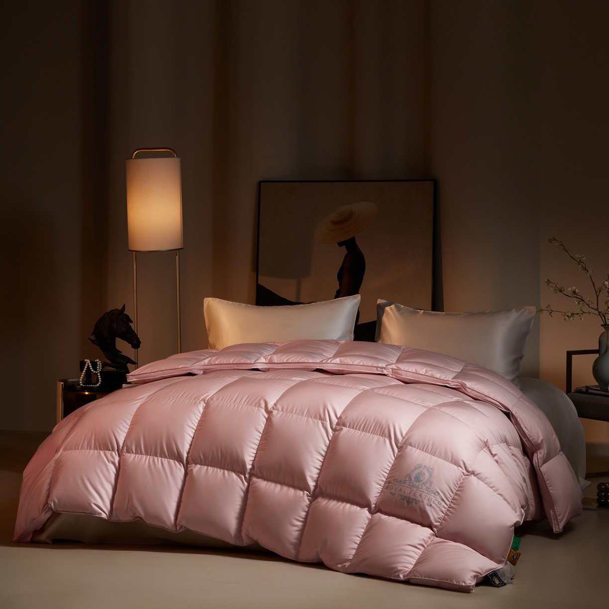 91家纺网 家纺一手货源 找家纺 织梦人羽绒工厂店2025新款羽绒被壳 莱赛尔-粉