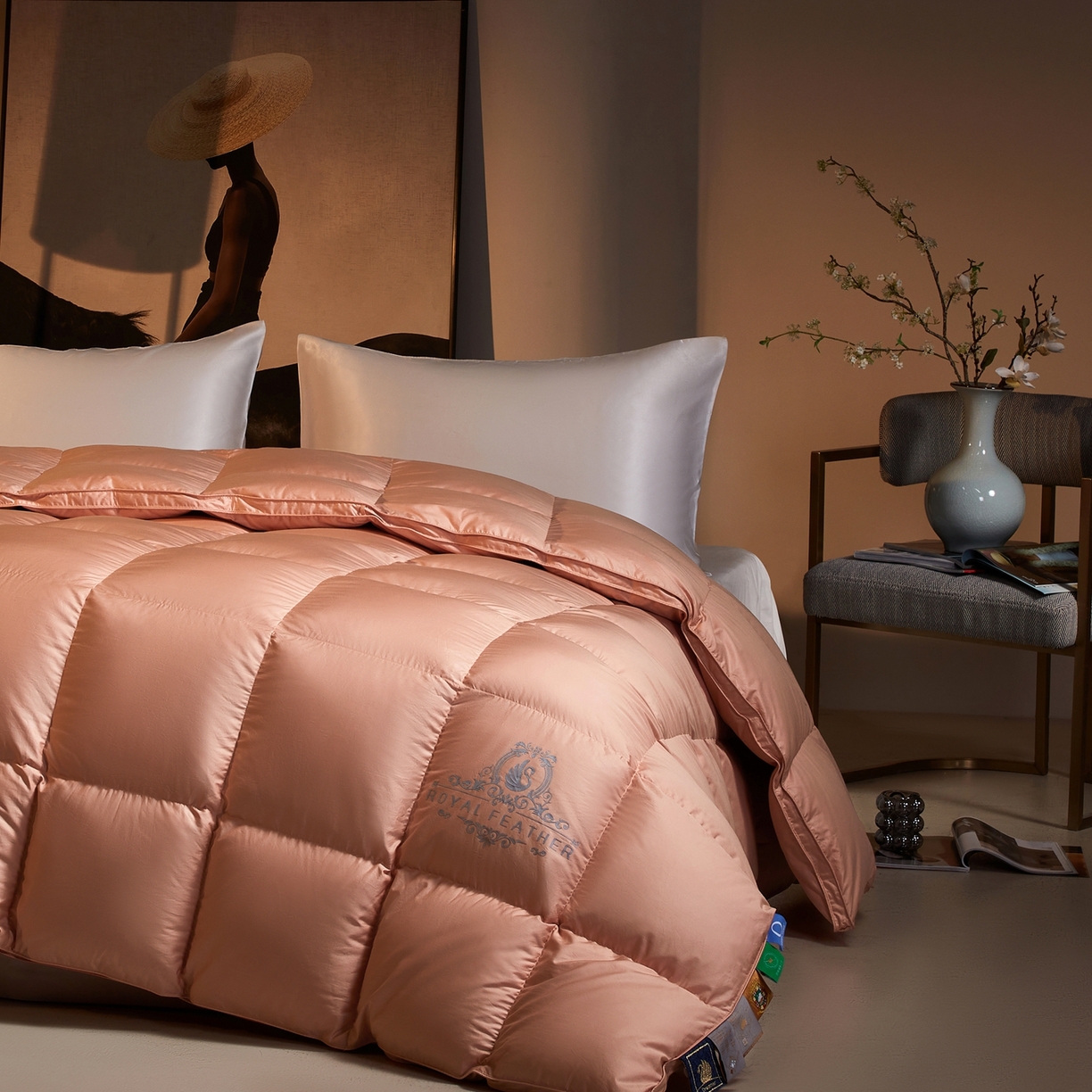 91家纺网 家纺一手货源 找家纺 织梦人羽绒工厂店2025新款羽绒被壳 莱赛尔-桔