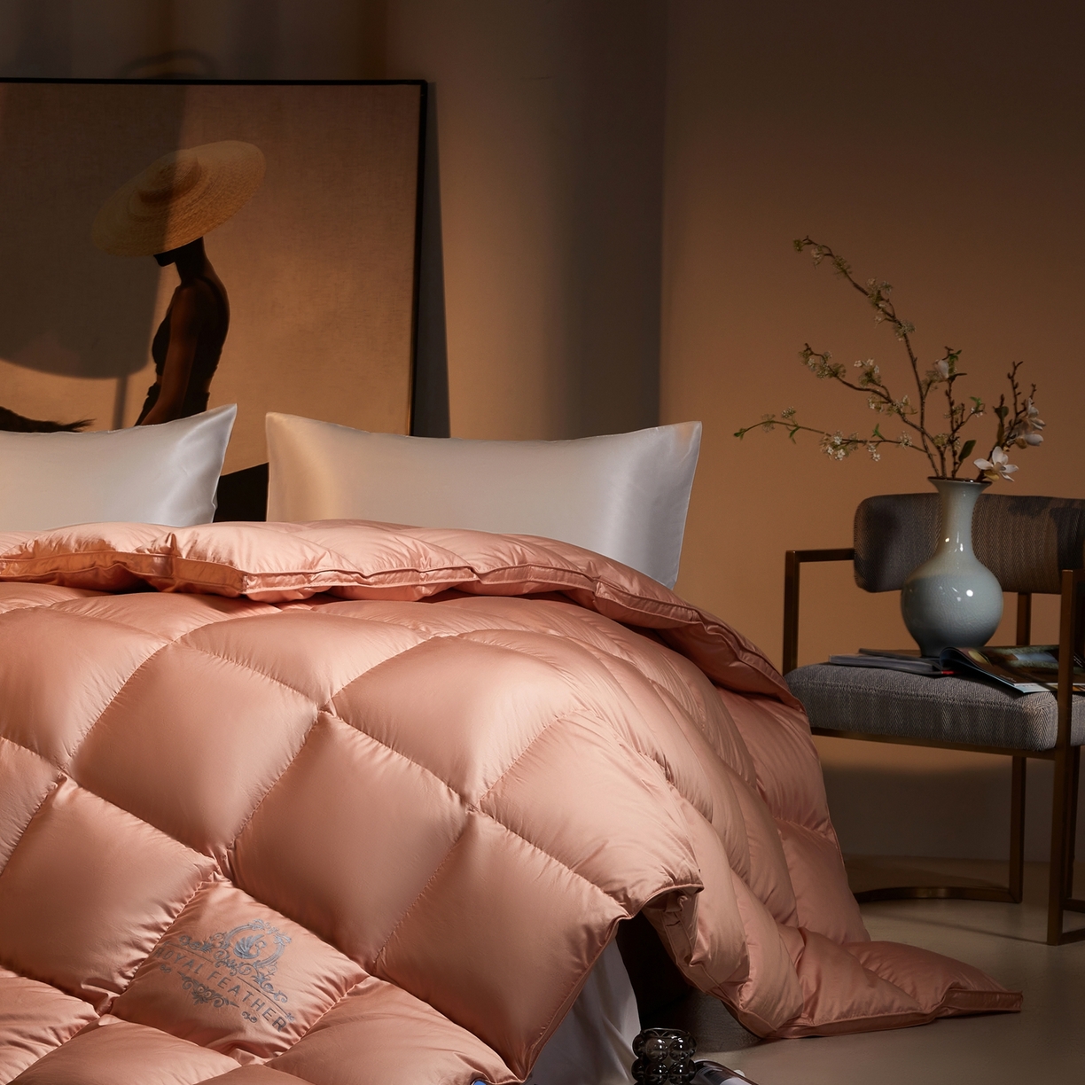 91家纺网 家纺一手货源 找家纺 织梦人羽绒工厂店2025新款羽绒被壳 莱赛尔-桔