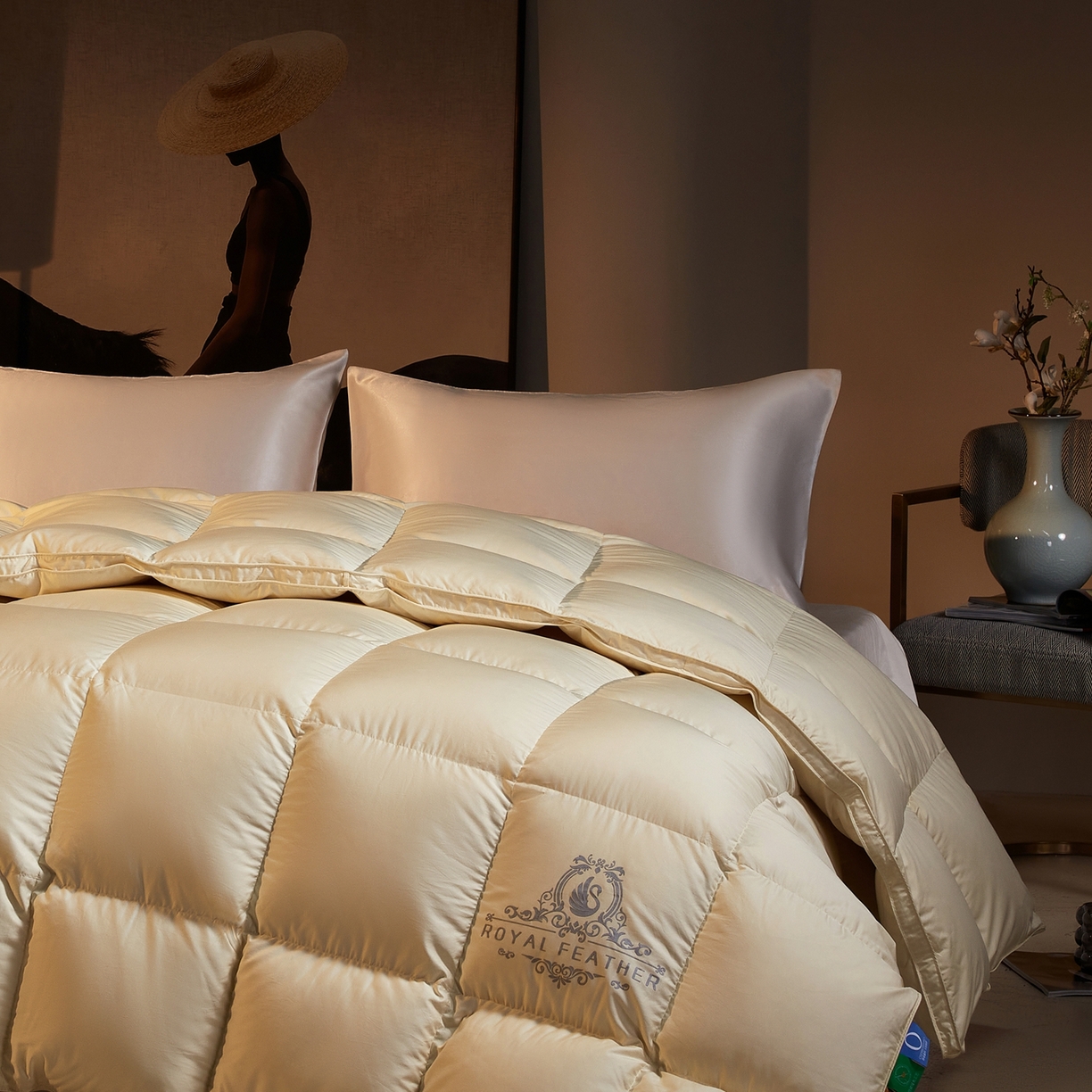 91家纺网 家纺一手货源 找家纺 织梦人羽绒工厂店2025新款羽绒被壳 莱赛尔-米黄