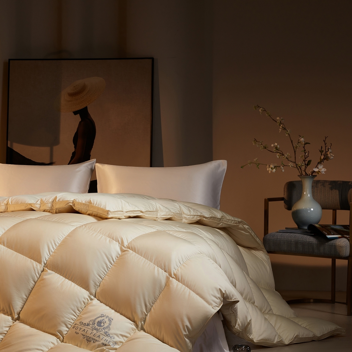 91家纺网 家纺一手货源 找家纺 织梦人羽绒工厂店2025新款羽绒被壳 莱赛尔-米黄