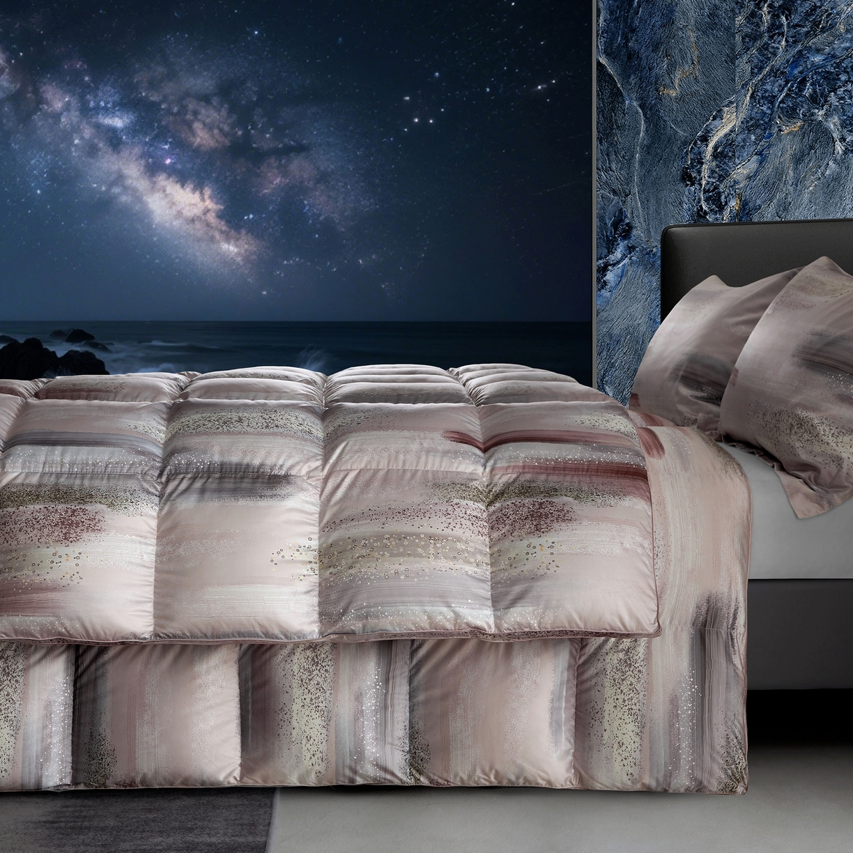 91家纺网 家纺一手货源 找家纺 织梦人羽绒工厂店2025新款羽绒被壳 莫代尔印花-琥珀之光粉