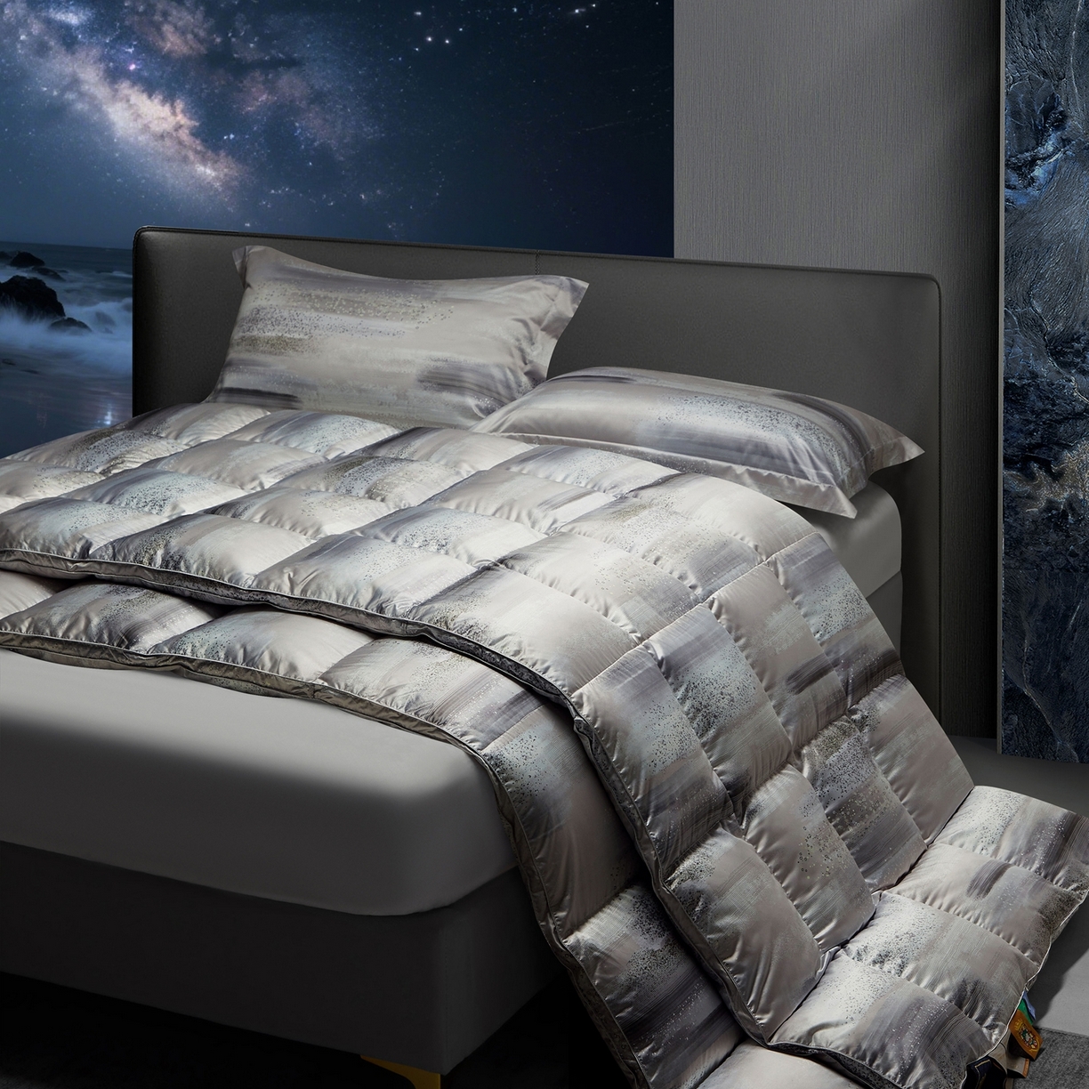 91家纺网 家纺一手货源 找家纺 织梦人羽绒工厂店2025新款羽绒被壳 莫代尔印花-琥珀之光灰