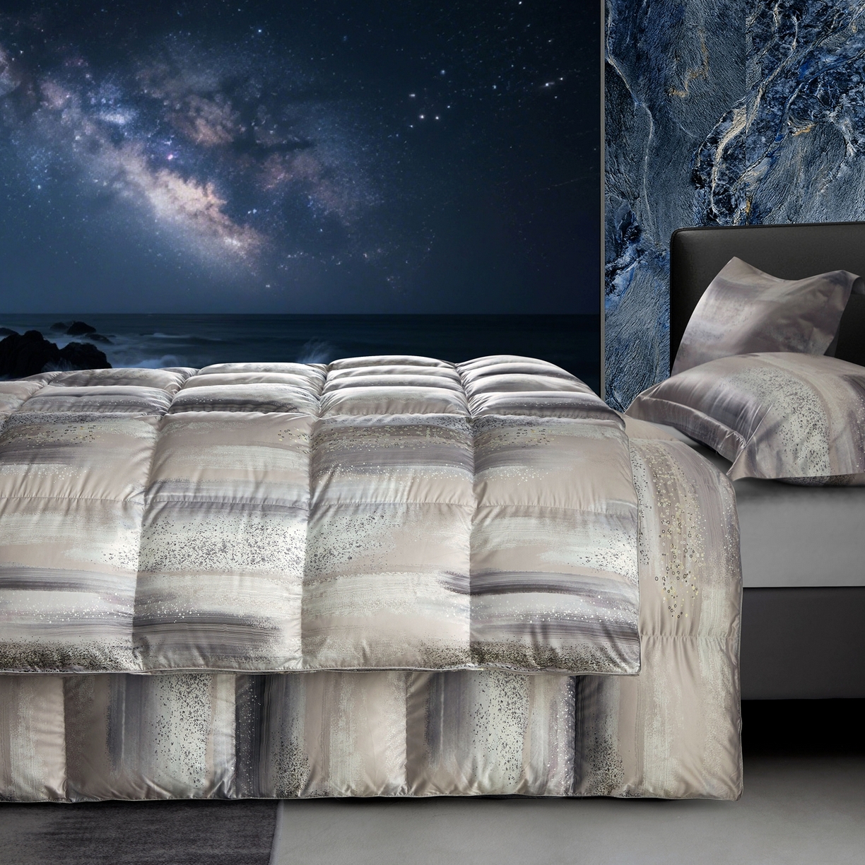 91家纺网 家纺一手货源 找家纺 织梦人羽绒工厂店2025新款羽绒被壳 莫代尔印花-琥珀之光灰