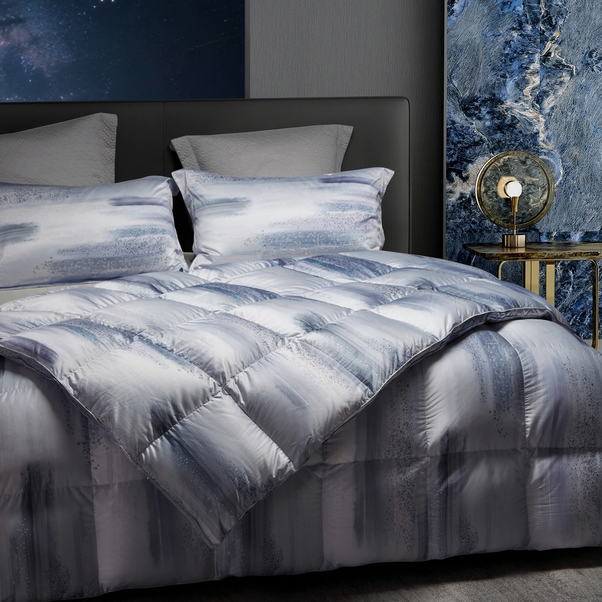 91家纺网 家纺一手货源 找家纺 织梦人羽绒工厂店2025新款羽绒被壳 莫代尔印花-琥珀之光紫