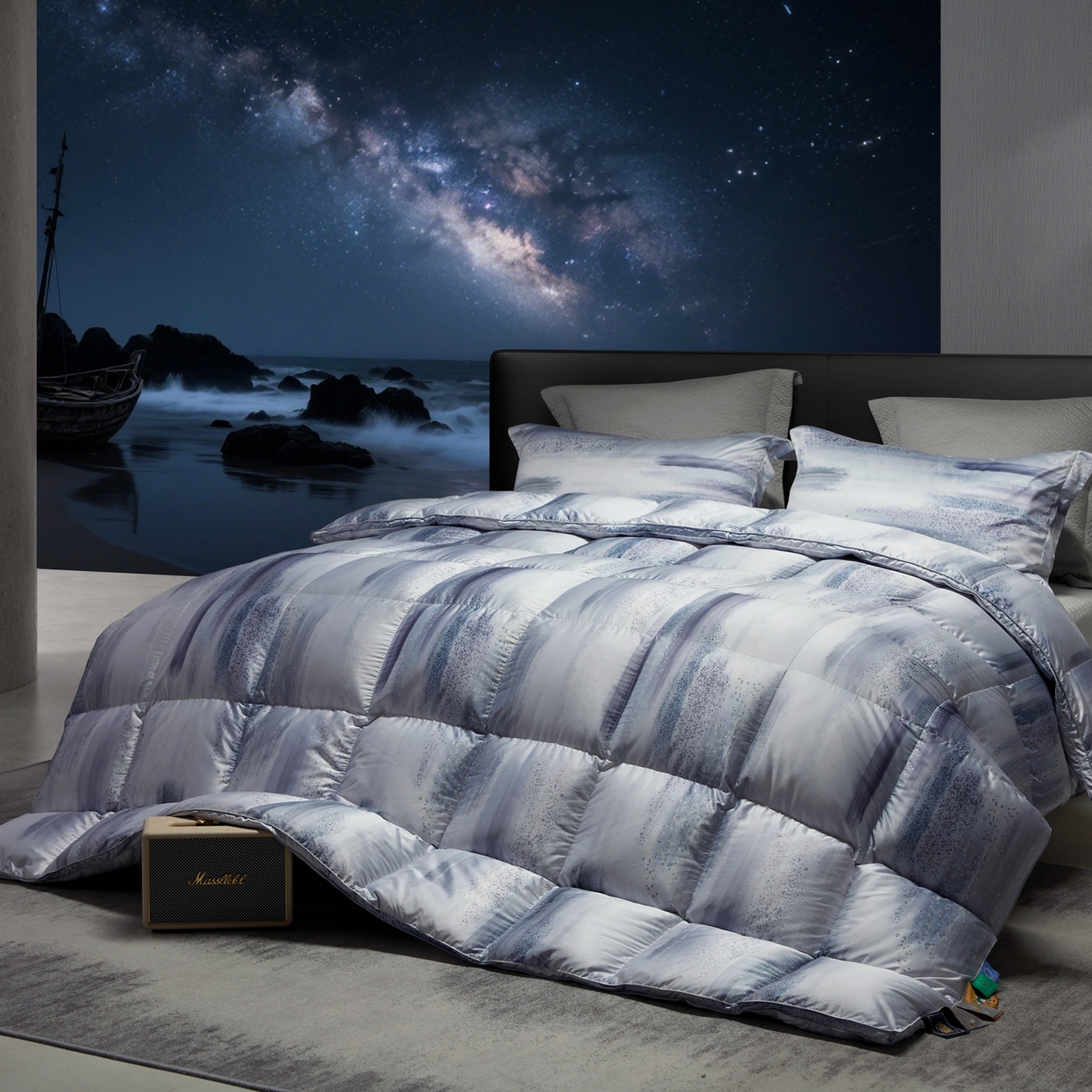 91家纺网 家纺一手货源 找家纺 织梦人羽绒工厂店2025新款羽绒被壳 莫代尔印花-琥珀之光紫