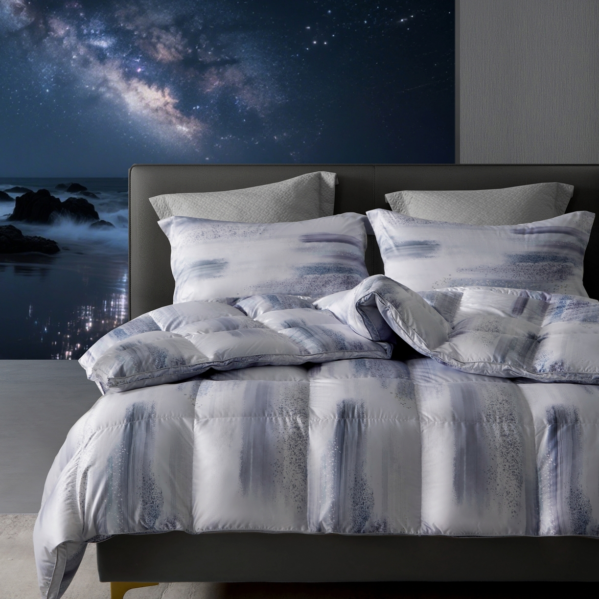 91家纺网 家纺一手货源 找家纺 织梦人羽绒工厂店2025新款羽绒被壳 莫代尔印花-琥珀之光紫