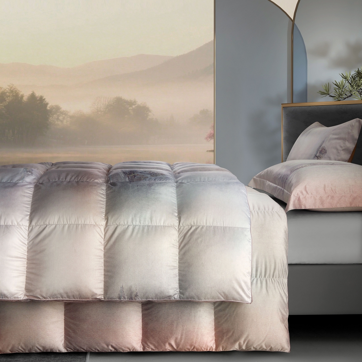 91家纺网 家纺一手货源 找家纺 织梦人羽绒工厂店2025新款羽绒被壳 莫代尔印花-忆江南桔