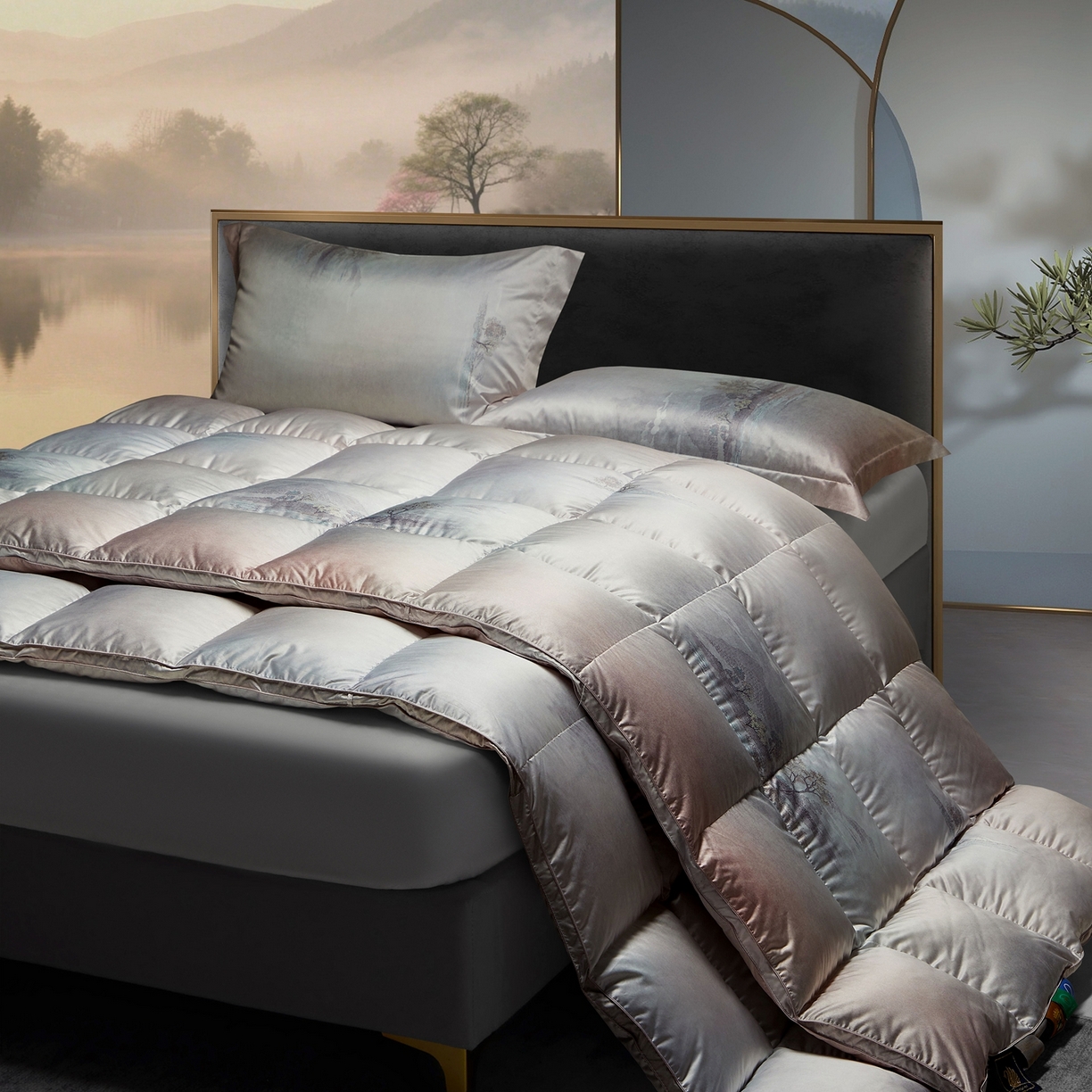 91家纺网 家纺一手货源 找家纺 织梦人羽绒工厂店2025新款羽绒被壳 莫代尔印花-忆江南桔