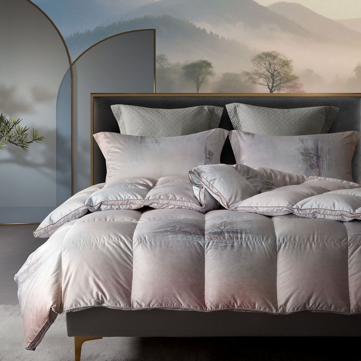 91家纺网 家纺一手货源 找家纺 织梦人羽绒工厂店2025新款羽绒被壳 莫代尔印花-忆江南桔