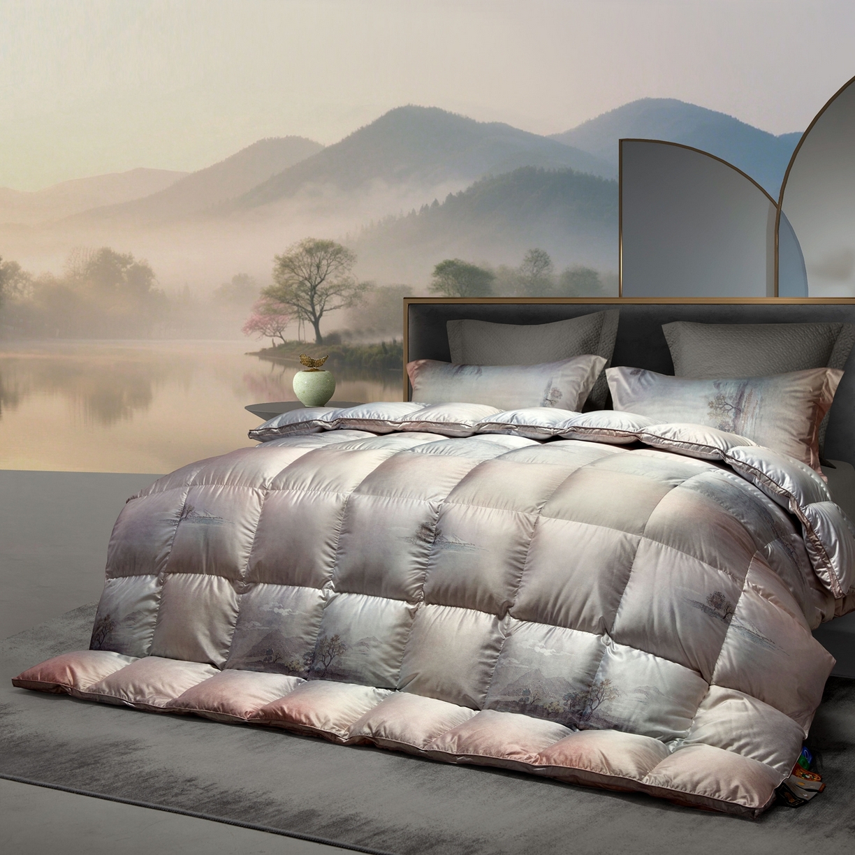 91家纺网 家纺一手货源 找家纺 织梦人羽绒工厂店2025新款羽绒被壳 莫代尔印花-忆江南桔