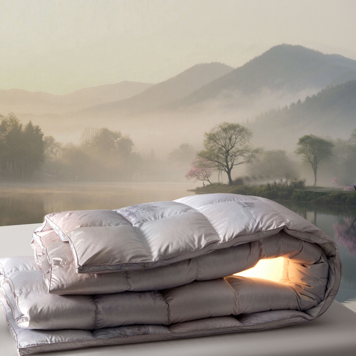 91家纺网 家纺一手货源 找家纺 织梦人羽绒工厂店2025新款羽绒被壳 莫代尔印花-忆江南桔