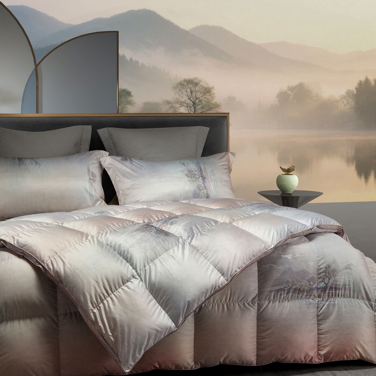 91家纺网 家纺一手货源 找家纺 织梦人羽绒工厂店2025新款羽绒被壳 莫代尔印花-忆江南桔