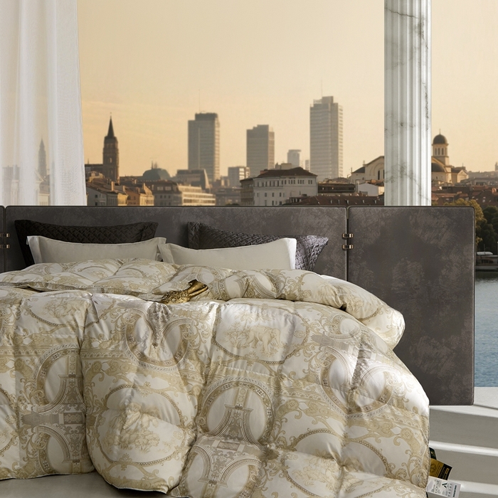 91家纺网 家纺一手货源 找家纺 织梦人羽绒工厂店 2025新款高蓬松羽绒被85鸭绒大牌同款花型 爱丁堡珍珠白