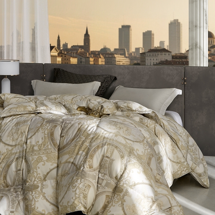 91家纺网 家纺一手货源 找家纺 织梦人羽绒工厂店 2025新款高蓬松羽绒被85鸭绒大牌同款花型 爱丁堡珍珠白