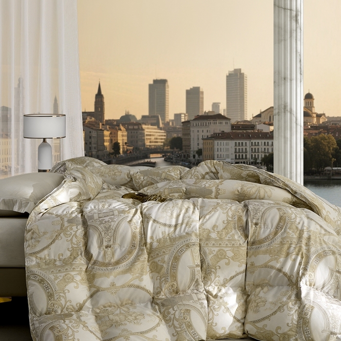 91家纺网 家纺一手货源 找家纺 织梦人羽绒工厂店 2025新款高蓬松羽绒被85鸭绒大牌同款花型 爱丁堡珍珠白