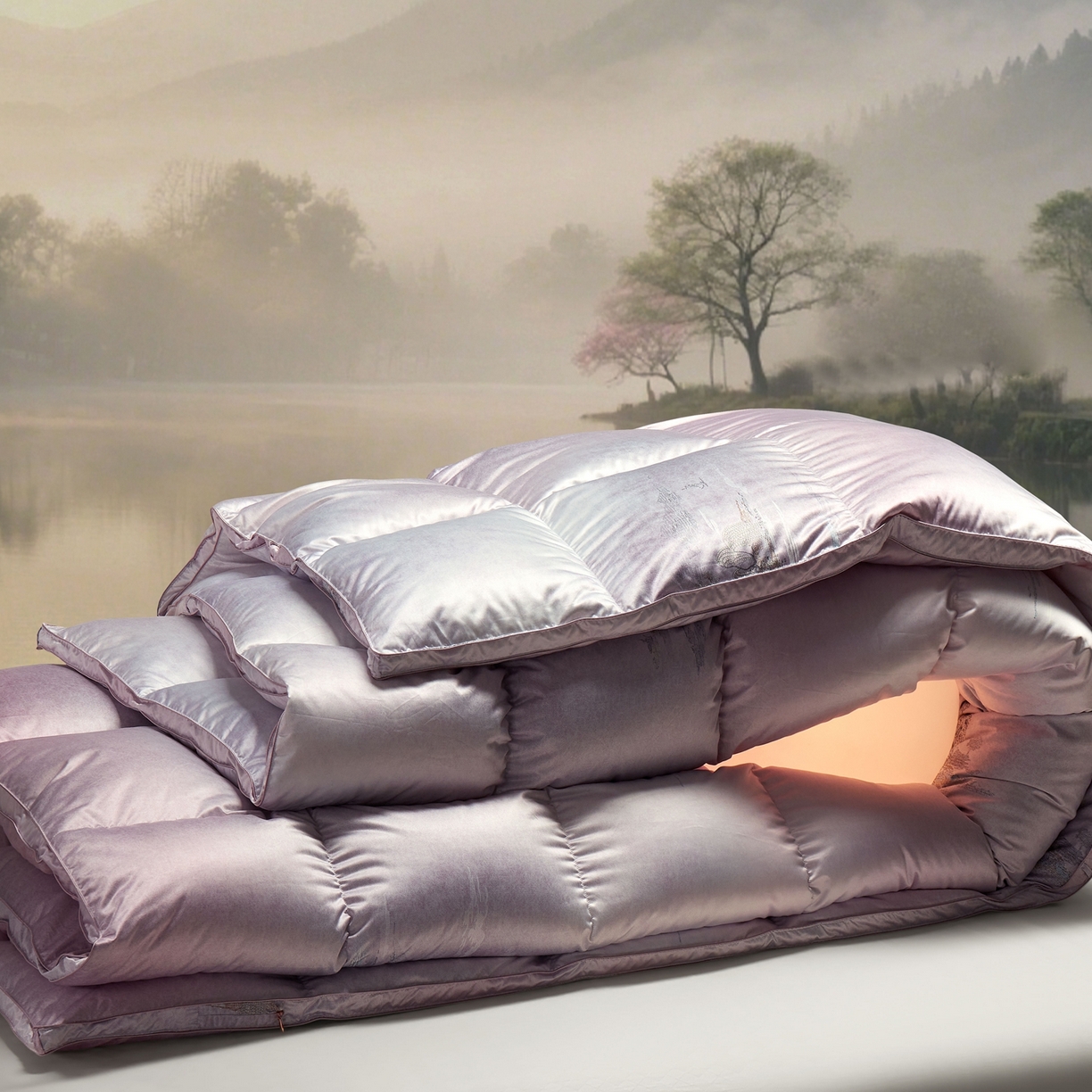 91家纺网 家纺一手货源 找家纺 织梦人羽绒工厂店2025新款羽绒被壳 莫代尔印花-忆江南紫