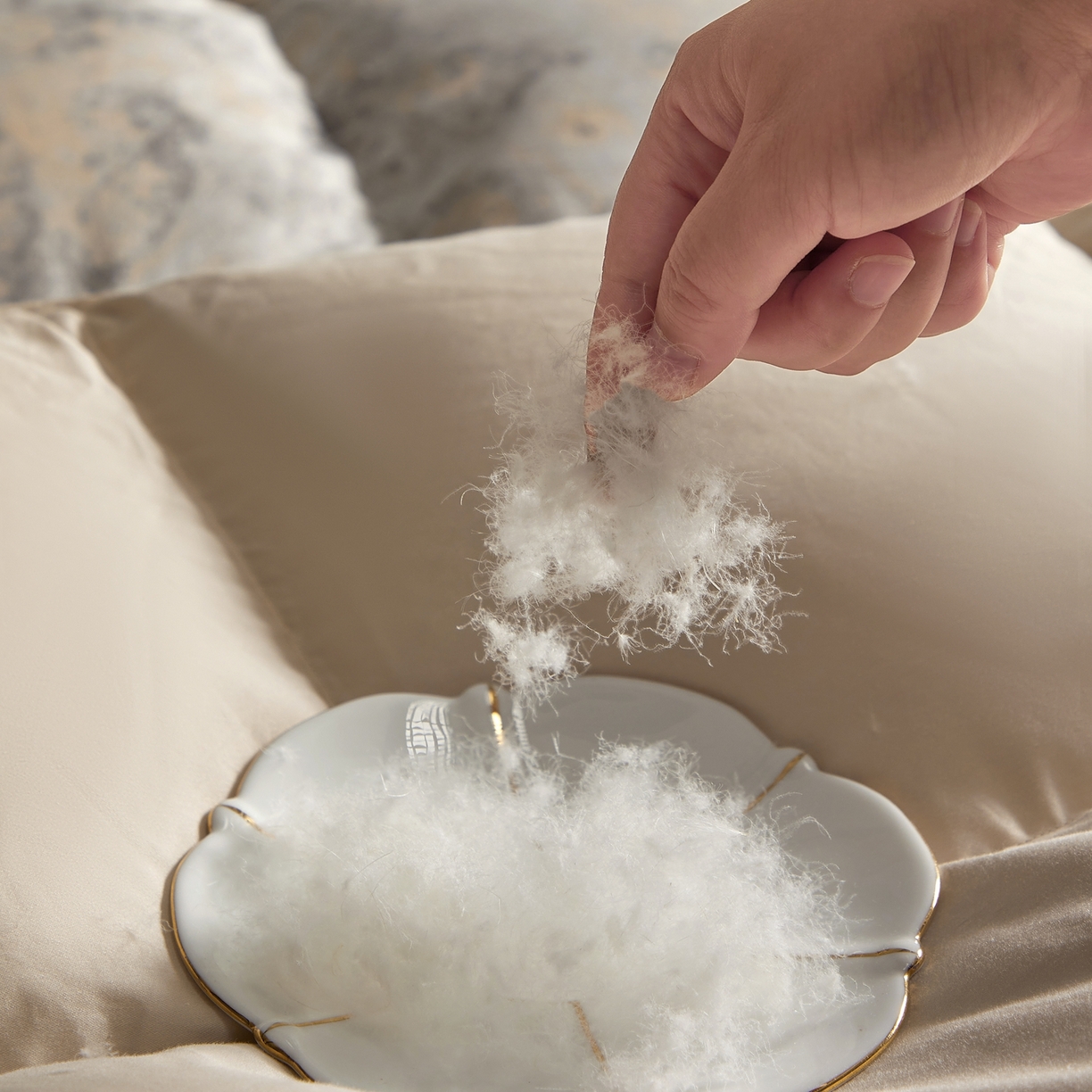 91家纺网 家纺一手货源 找家纺 织梦人羽绒工厂店2025新款羽绒被壳 天丝提花AB版-碧春花语