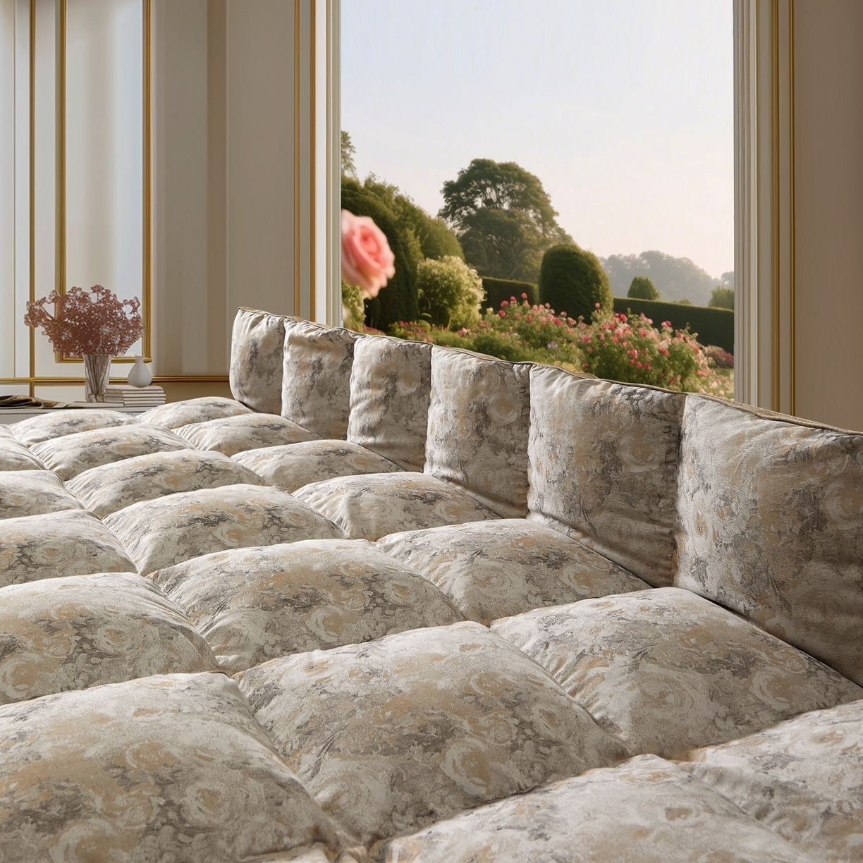 91家纺网 家纺一手货源 找家纺 织梦人羽绒工厂店2025新款羽绒被壳 天丝提花AB版-碧春花语