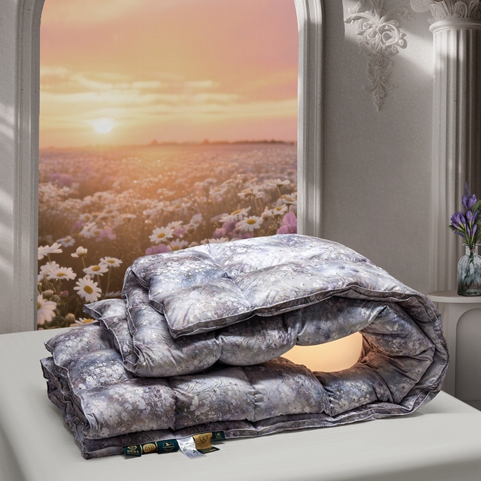 91家纺网 家纺一手货源 找家纺 织梦人羽绒工厂店 2025新款高蓬松羽绒被85鸭绒大牌同款花型 春风浅浅