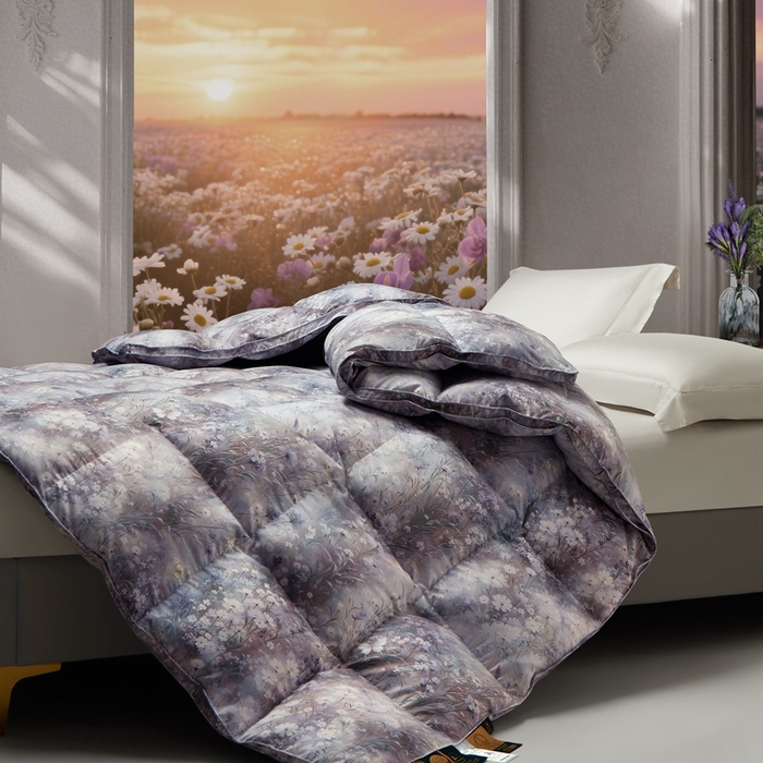 91家纺网 家纺一手货源 找家纺 织梦人羽绒工厂店 2025新款高蓬松羽绒被85鸭绒大牌同款花型 春风浅浅