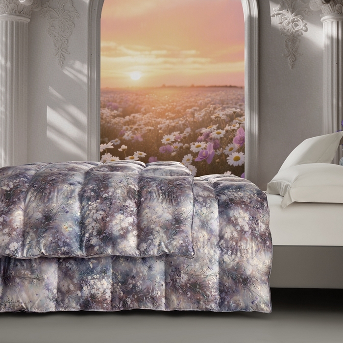 91家纺网 家纺一手货源 找家纺 织梦人羽绒工厂店 2025新款高蓬松羽绒被85鸭绒大牌同款花型 春风浅浅