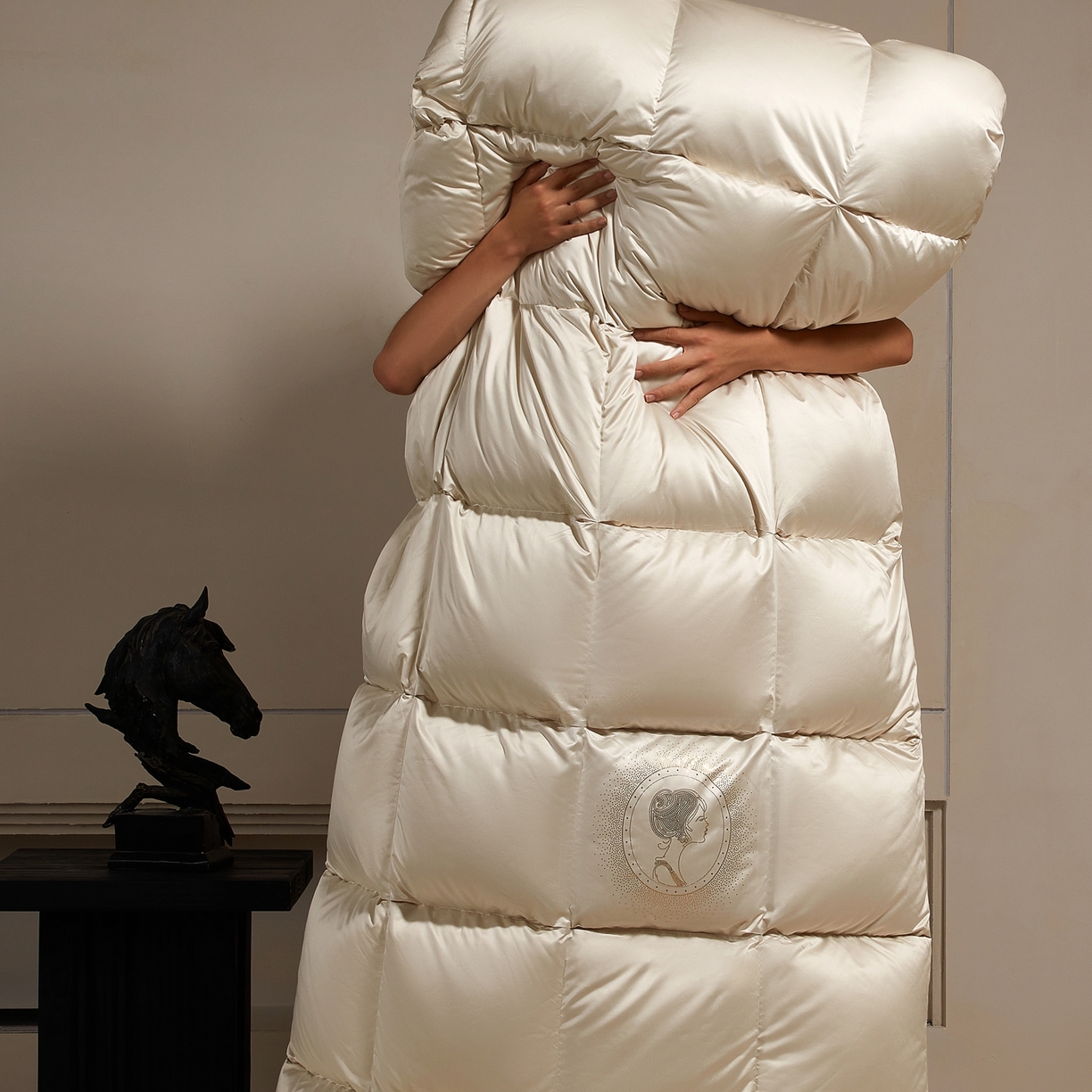 91家纺网 家纺一手货源 找家纺 织梦人羽绒工厂店2025新款羽绒被壳 贵夫人真丝缎-米白