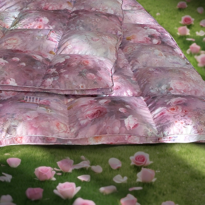 91家纺网 家纺一手货源 找家纺 织梦人羽绒工厂店 2025新款高蓬松羽绒被85鸭绒大牌同款花型 莫奈花园新