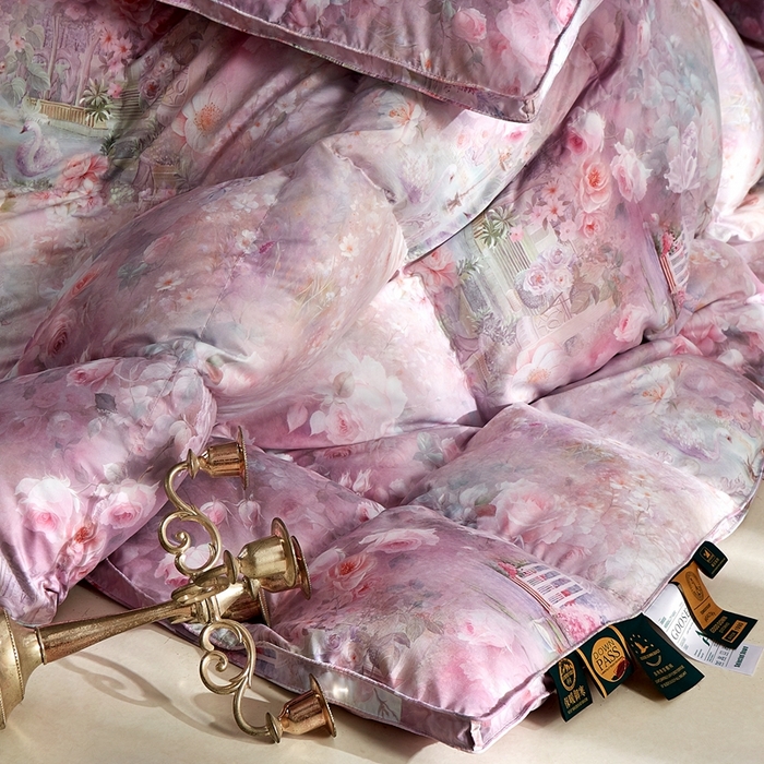 91家纺网 家纺一手货源 找家纺 织梦人羽绒工厂店 2025新款高蓬松羽绒被85鸭绒大牌同款花型 莫奈花园新