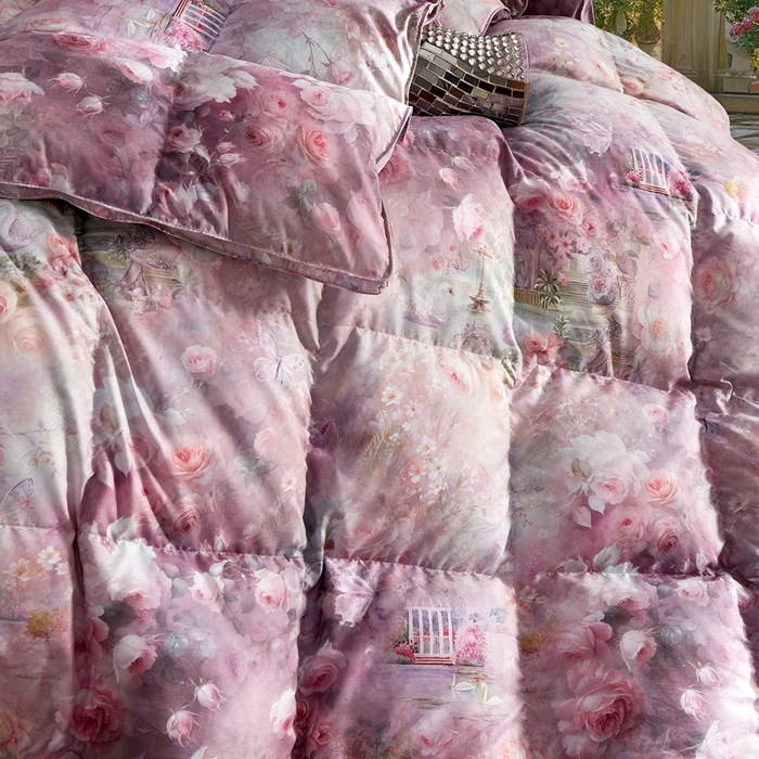 91家纺网 家纺一手货源 找家纺 织梦人羽绒工厂店 2025新款高蓬松羽绒被85鸭绒大牌同款花型 莫奈花园新