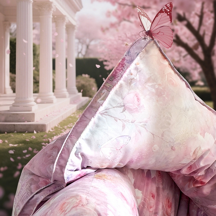 91家纺网 家纺一手货源 找家纺 织梦人羽绒工厂店 2025新款高蓬松羽绒被85鸭绒大牌同款花型 莫奈花园新