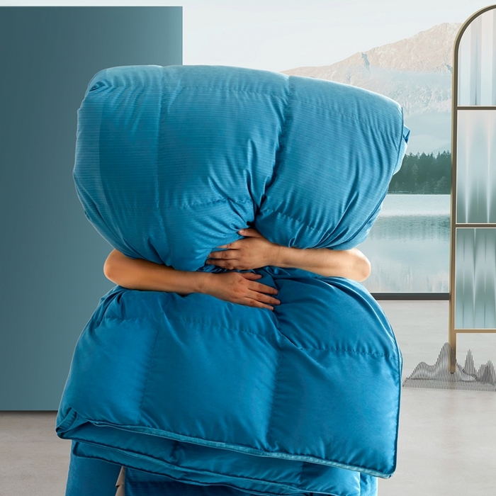 91家纺网 家纺一手货源 找家纺 织梦人羽绒工厂店 2025新款高蓬松羽绒被85鸭绒大牌同款花型 秋山晚翠