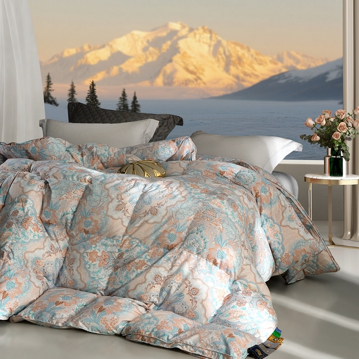 91家纺网 家纺一手货源 找家纺 织梦人羽绒工厂店 2025新款高蓬松羽绒被85鸭绒大牌同款花型 尊羽