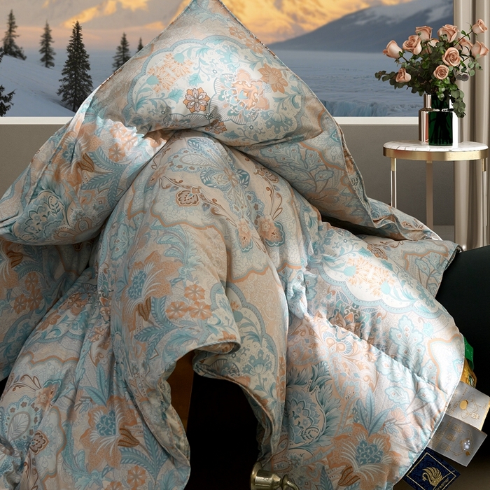 91家纺网 家纺一手货源 找家纺 织梦人羽绒工厂店 2025新款高蓬松羽绒被85鸭绒大牌同款花型 尊羽