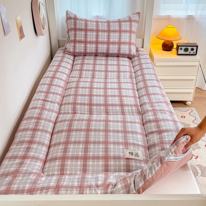 91家纺网 家纺一手货源 找家纺 美宜家 2025新款无印风学生棉花床垫母婴类新疆棉花床垫子软垫家用宿舍床褥垫被单双人出租屋铺底 豆沙红