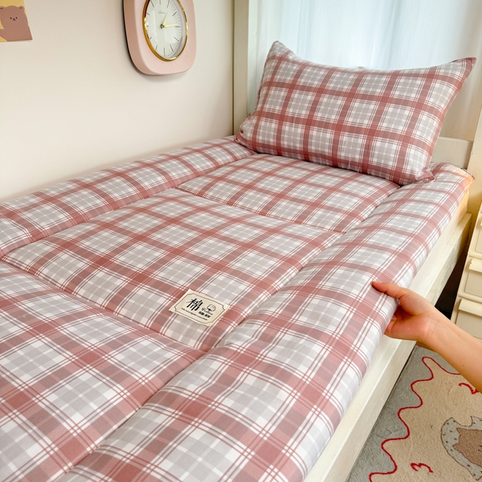 91家纺网 家纺一手货源 找家纺 美宜家 2025新款无印风学生棉花床垫母婴类新疆棉花床垫子软垫家用宿舍床褥垫被单双人出租屋铺底 豆沙红