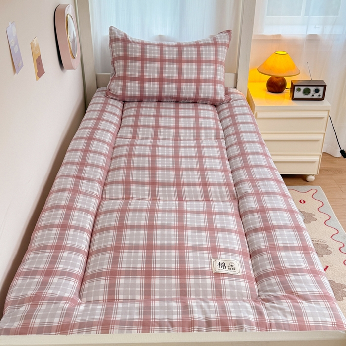 91家纺网 家纺一手货源 找家纺 美宜家 2025新款无印风学生棉花床垫母婴类新疆棉花床垫子软垫家用宿舍床褥垫被单双人出租屋铺底 豆沙红