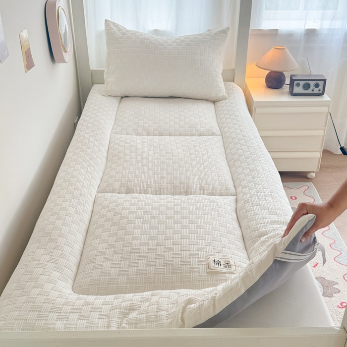 91家纺网 家纺一手货源 找家纺 美宜家 2025新款无印风学生棉花床垫母婴类新疆棉花床垫子软垫家用宿舍床褥垫被单双人出租屋铺底 良品白