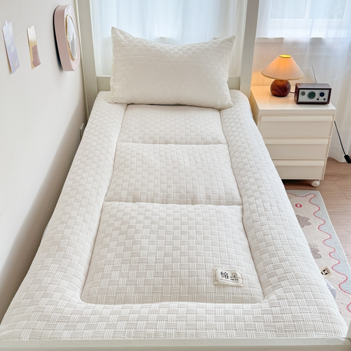 91家纺网 家纺一手货源 找家纺 美宜家 2025新款无印风学生棉花床垫母婴类新疆棉花床垫子软垫家用宿舍床褥垫被单双人出租屋铺底 良品白