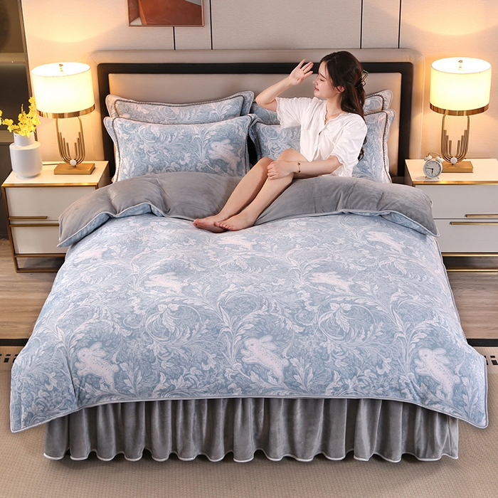 91家纺网 家纺一手货源 找家纺 （总）莱凯家纺 2025新款牛奶绒四件套保暖加厚金貂绒套件