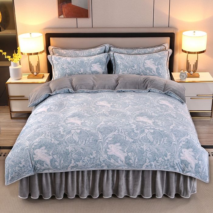 91家纺网 家纺一手货源 找家纺 （总）莱凯家纺 2025新款牛奶绒四件套保暖加厚金貂绒套件