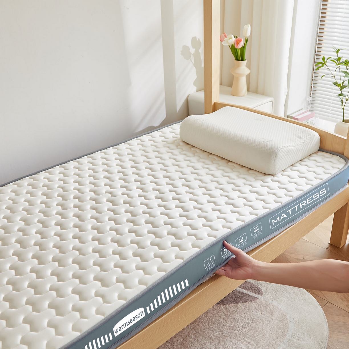 91家纺网 家纺一手货源 找家纺 （总）暖季家纺 暖季家纺 2025新款立体三菱格海绵学生床垫