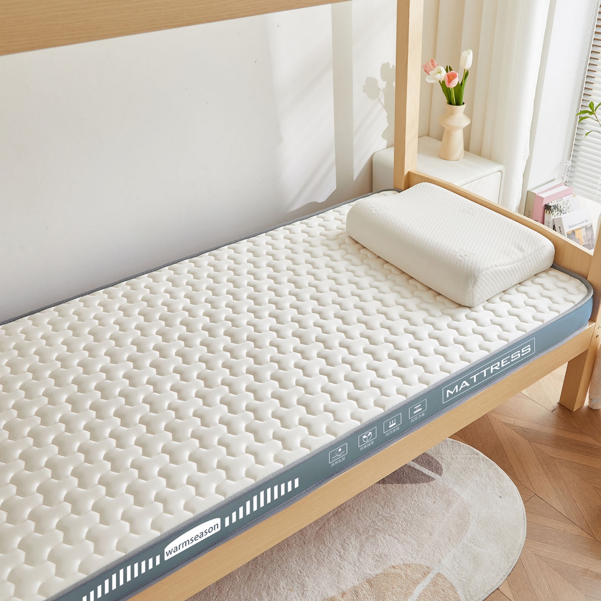 91家纺网 家纺一手货源 找家纺 （总）暖季家纺 暖季家纺 2025新款立体三菱格海绵学生床垫