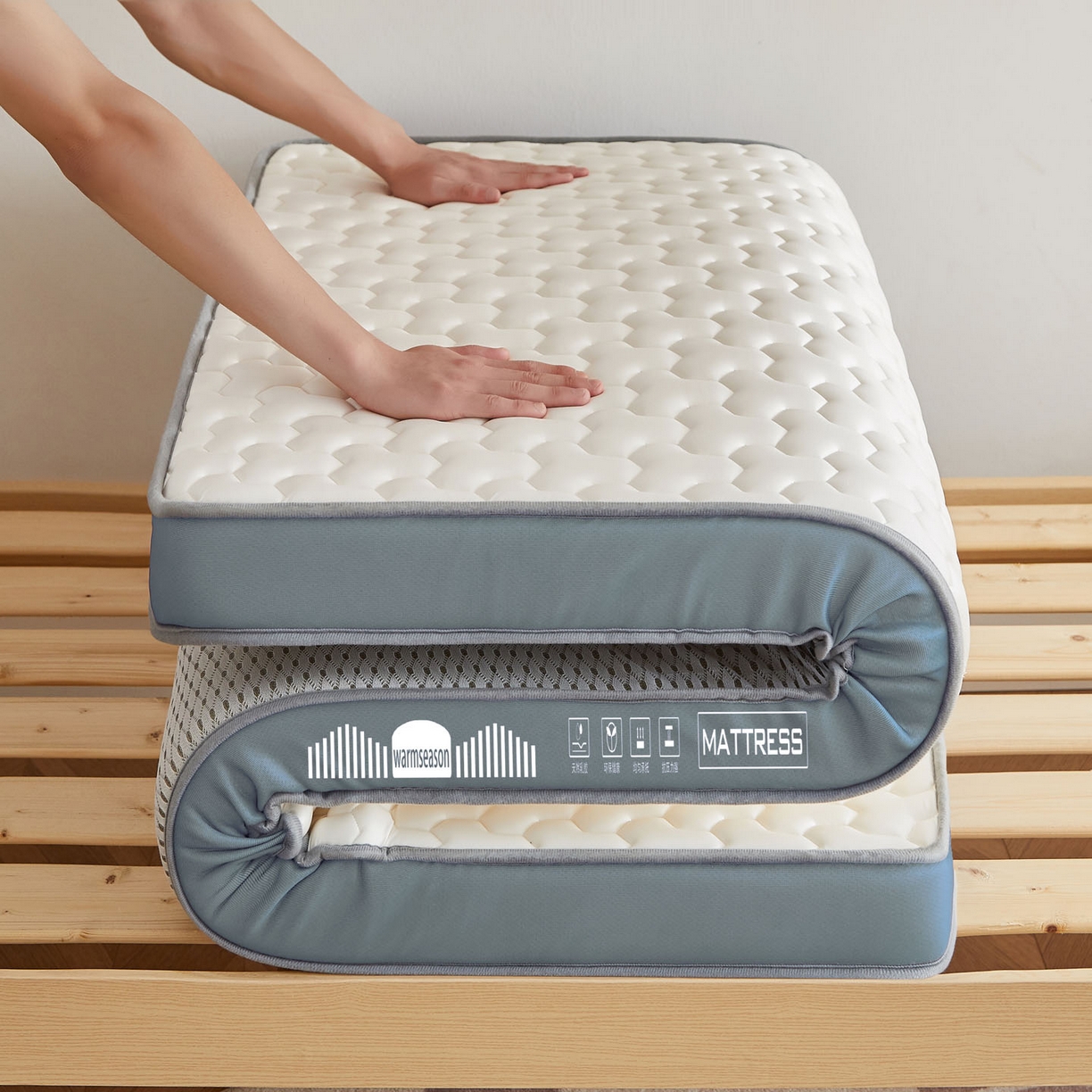 91家纺网 家纺一手货源 找家纺 （总）暖季家纺 暖季家纺 2025新款立体三菱格海绵学生床垫