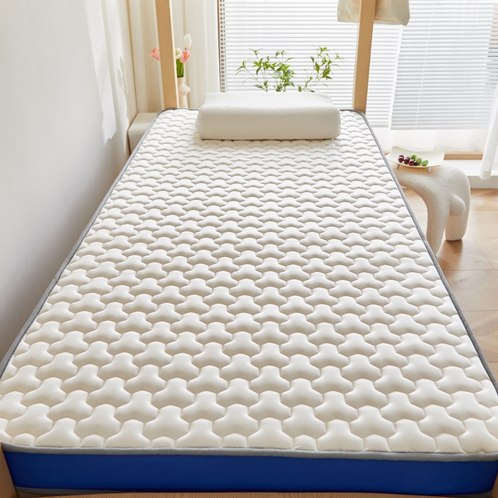 91家纺网 家纺一手货源 找家纺 暖季家纺 暖季家纺 2025新款立体三菱格海绵学生床垫 立体海绵蓝-三棱格白