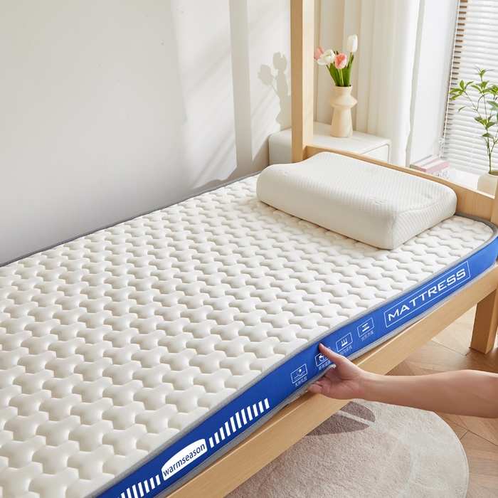 91家纺网 家纺一手货源 找家纺 暖季家纺 暖季家纺 2025新款立体三菱格海绵学生床垫 立体海绵蓝-三棱格白