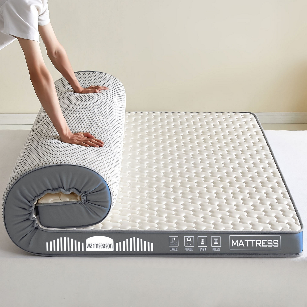 91家纺网 家纺一手货源 找家纺 （总）暖季家纺 暖季家纺 2025新款立体三菱格海绵床垫-成人款