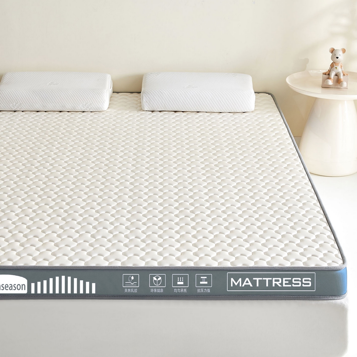 91家纺网 家纺一手货源 找家纺 暖季家纺 暖季家纺 2025新款立体三菱格海绵床垫-成人款 立体海绵灰-三棱格白